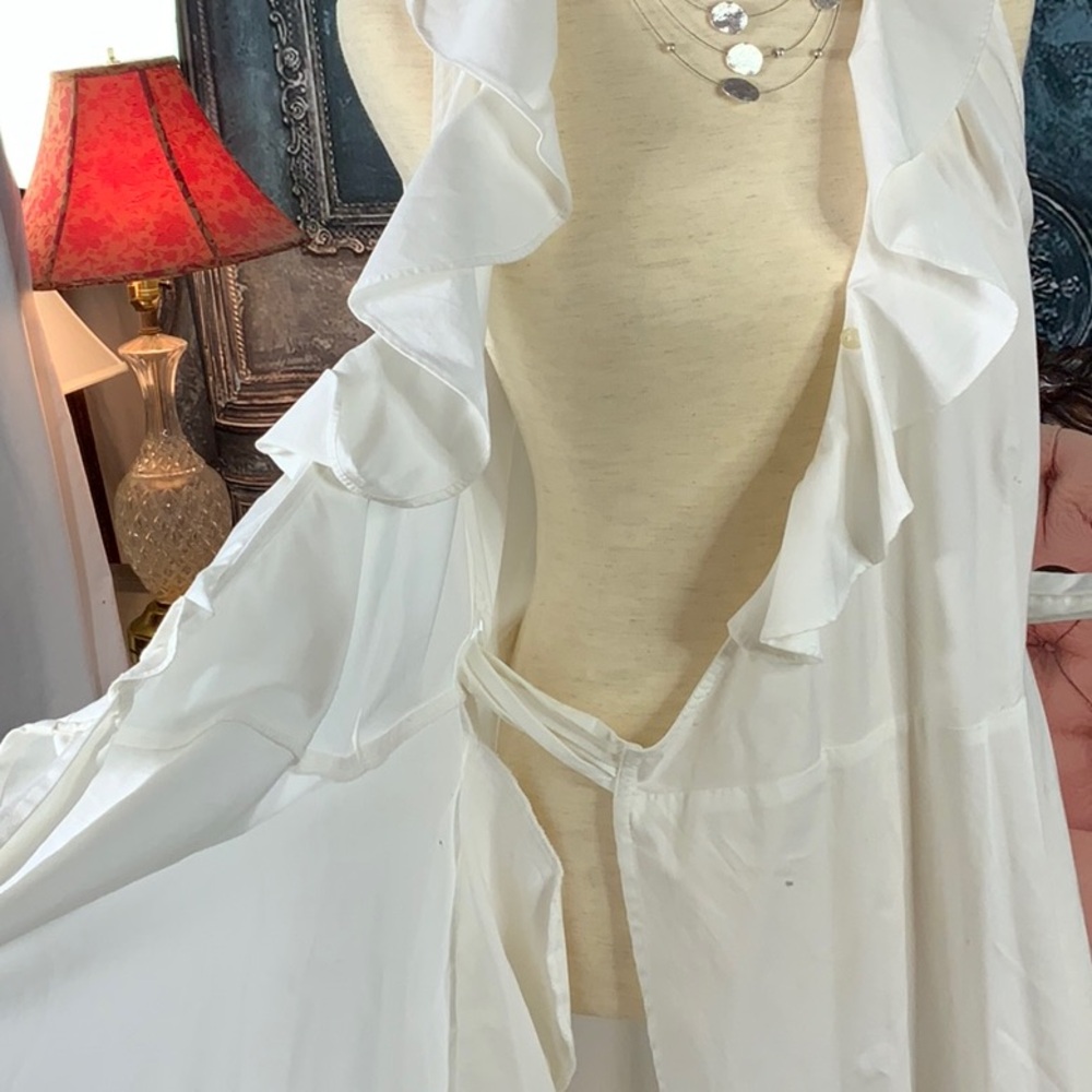 LRL Ralph Lauren White Summer classic wrap Dress with a ruffle V - Picture 14 of 14